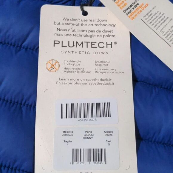 Save The Duck Boys size 4 Blue Donny Puffer Full Zip Jacket Synthetic Down NEW - Picture 7 of 14